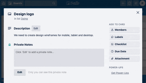 Private Notes For Trello