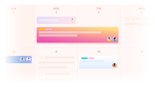 An illustration showing Calendar view of a Trello board